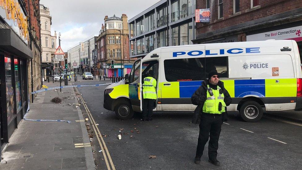 A police car at the scene