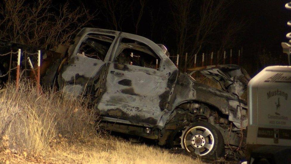 Fatal crash involving the University of the Southwest men's and women's golf team bus and a Ford 5-150.