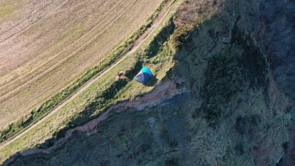 The tent along the Cleveland Way in North Yorkshire