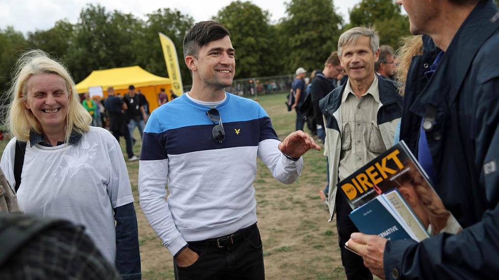 Sellner at Europa Nostra, a GI gathering in Dresden, German, in August 2018