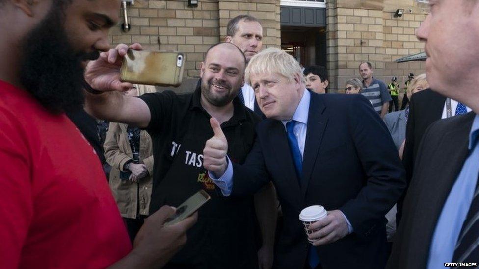 Boris Johnson during a visit to Doncaster