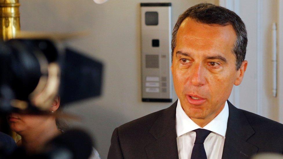 Austrian Chancellor Christian Kern talks to the media as he arrives for a cabinet meeting in Vienna, Austria August 30, 2016.