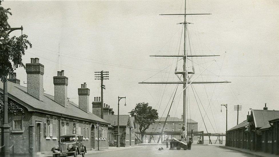 The quarterdeck, Royal Navy training establishment, Shotley, Suffolk, 1936