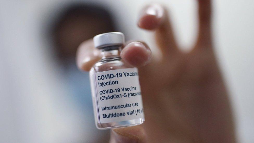 A vial of the Oxford/AstraZeneca coronavirus vaccine