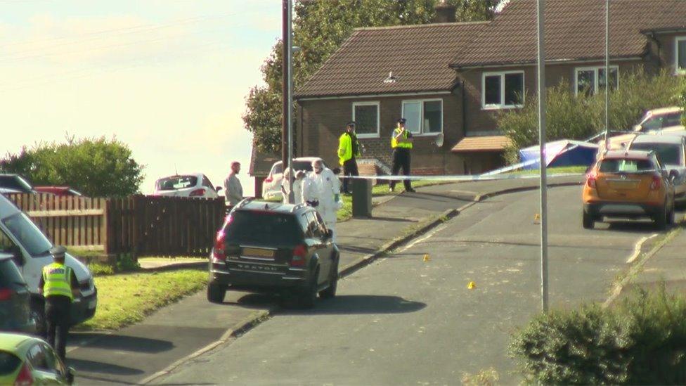 Police at Atholl Drive, in Heywood