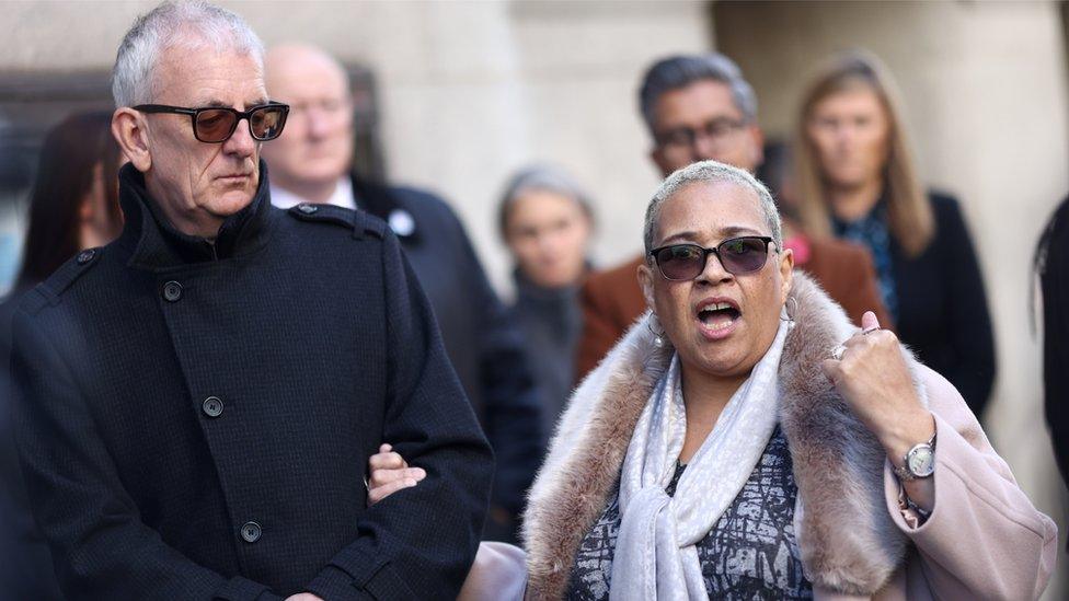 Mina Smallman, the mother of Nicole Smallman and Bibaa Henry, speaks outside the Old Bailey in London