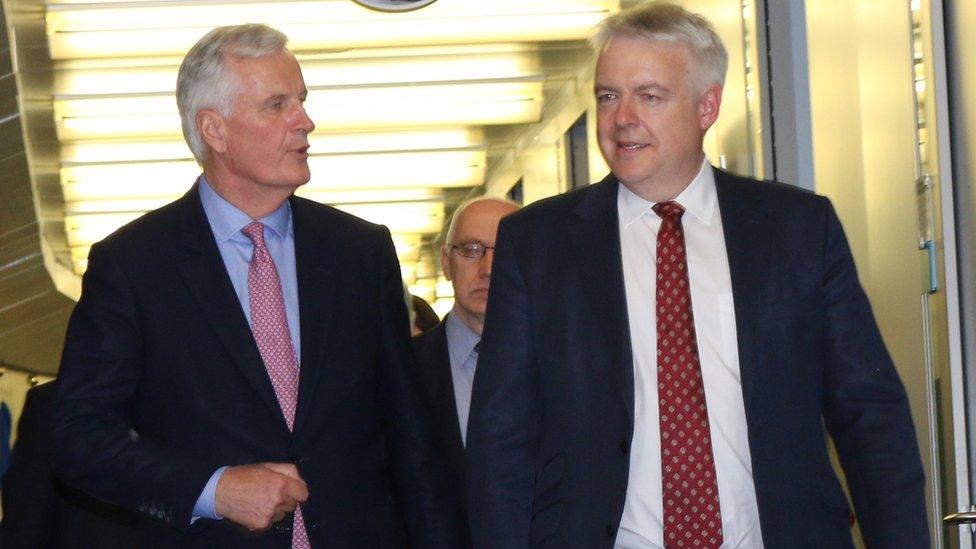 Michel Barnier and Carwyn Jones