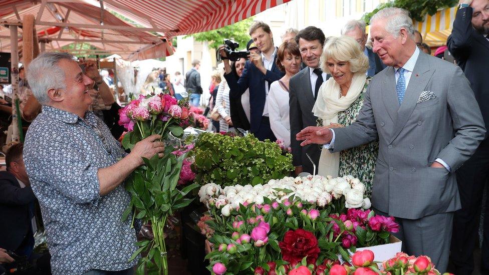 Charles and Camilla at flower market