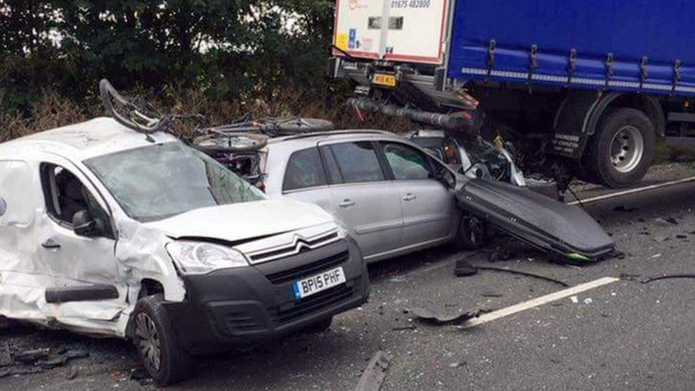 Cars involved in the pile-up