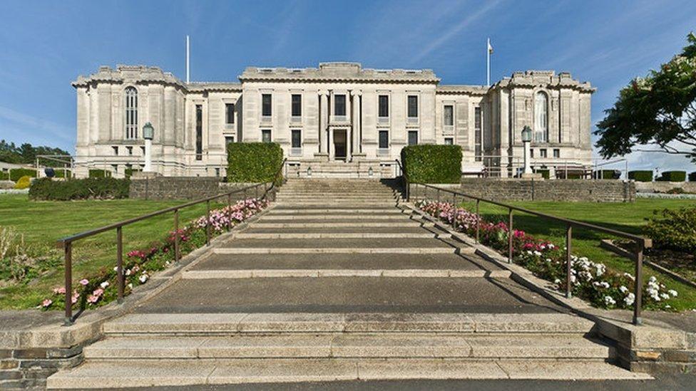 The frontfacing shot of the National Library of Wales in Aberystwyth