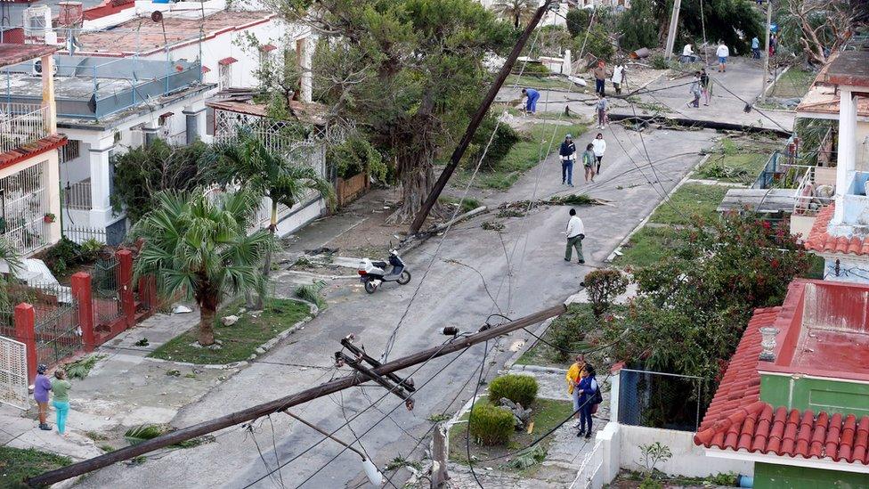 Electricity poles damaged by the storm