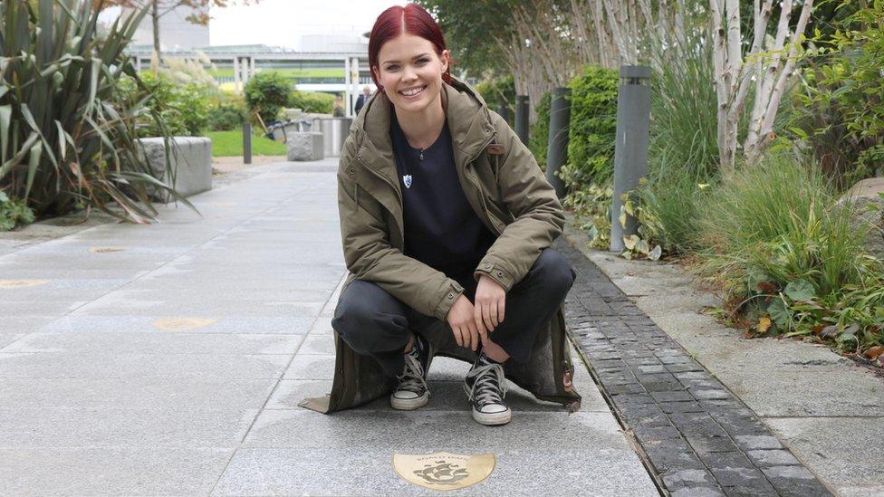 Blue Peter's Lindsey on the walkway