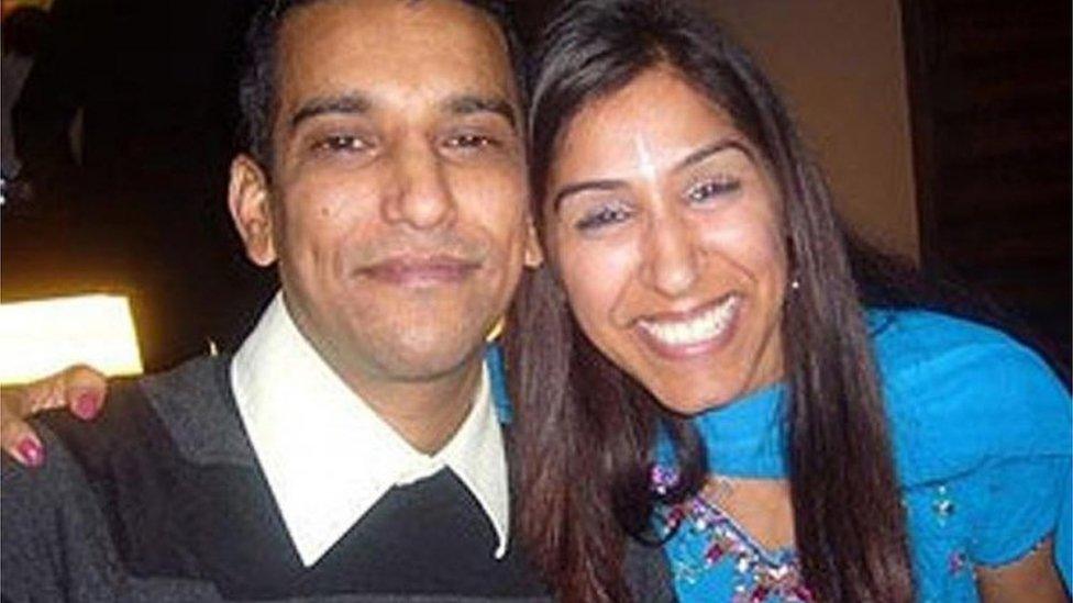 Undated handout photo of Geeta Aulakh, 28, with her husband. Geeta was left dying and mutilated in the street, in Greenford, north west London