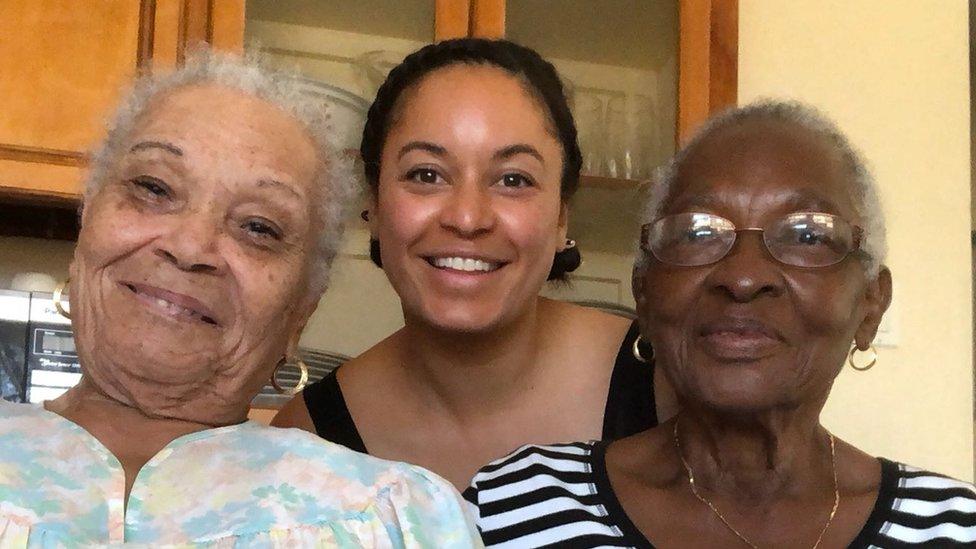 Rhea with her grandmother and aunt