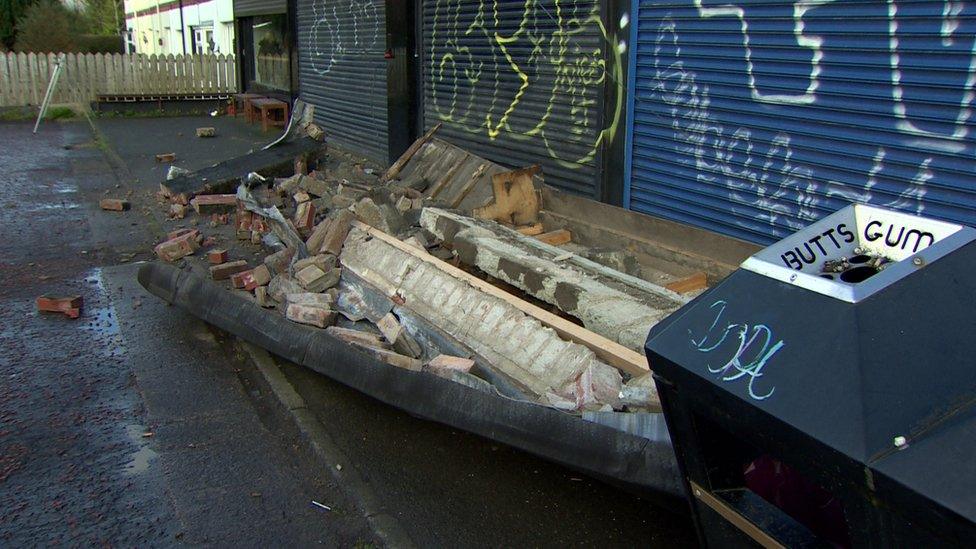 Storm damage to shops