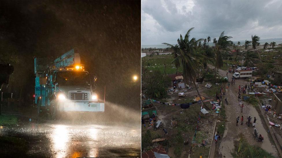 Hurricane Matthew has affected Florida (L) and Haiti (R) to differing degrees