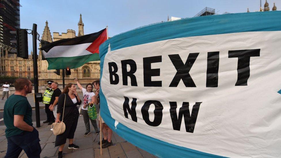 Pro-Brexit-supporters-outside-parliament.