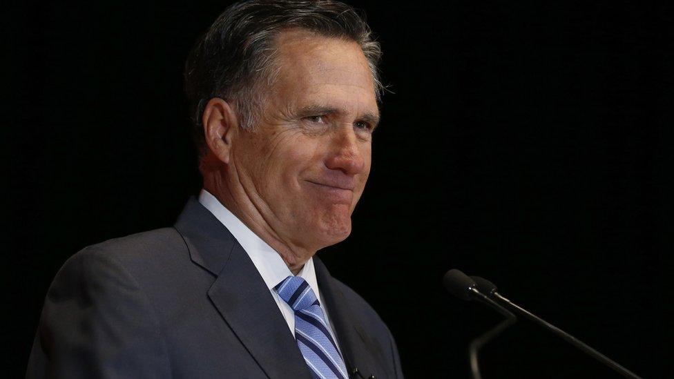 Mitt Romney delivers a speech in Utah.