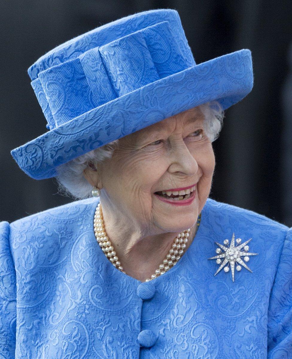 Queen Elizabeth II watches the runners in the parade ring on 1 June 2019