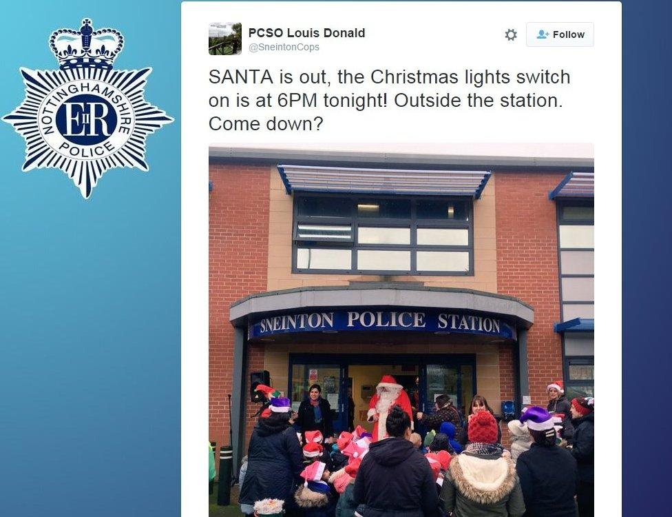 Father Christmas outside Sneinton Police Station