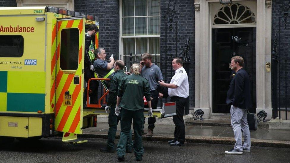 Back of an ambulance outside Number 10