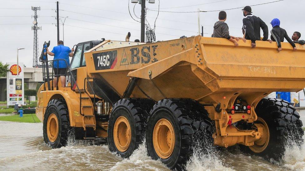 Flood victims evacuated from Storm Harvey