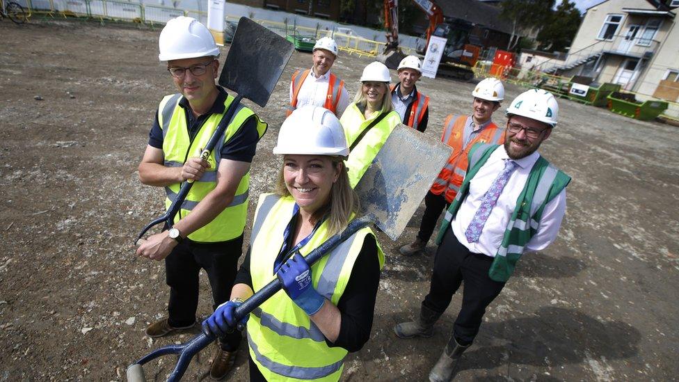 managing director of OCHL, Helen Horne (centre), and Councillor Alex Hollingsworth (left), the city council's cabinet member for planning and housing delivery