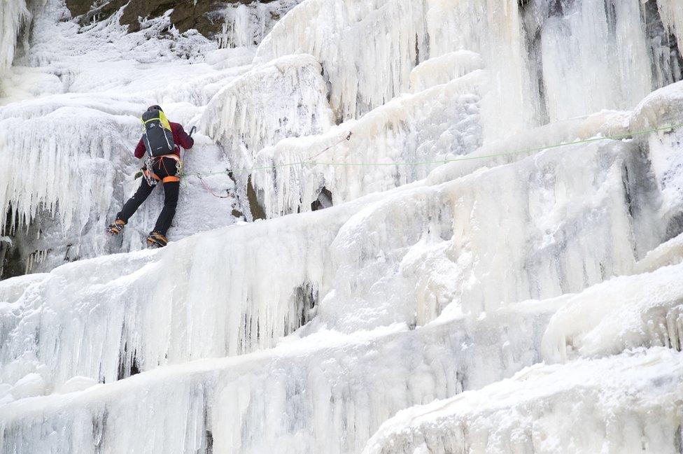 Climber at Kinder Downfall