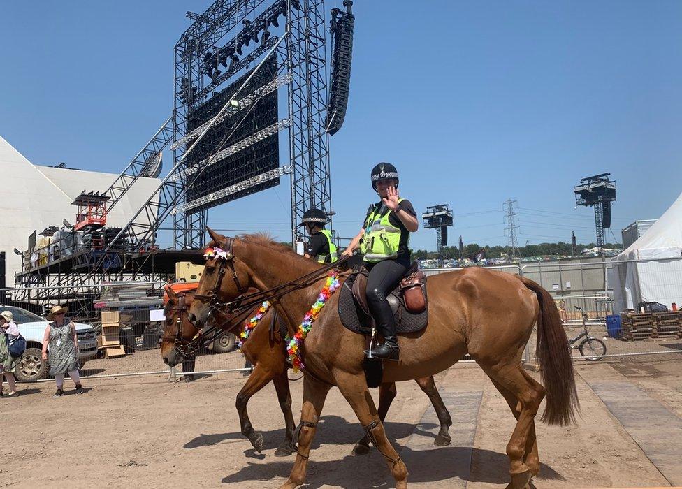 Police horses at Glastonbury