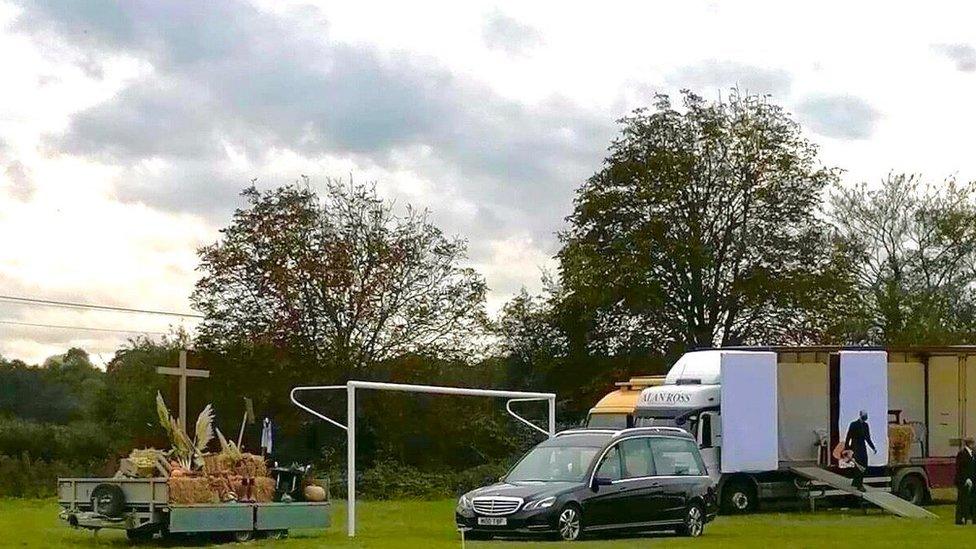 the hearse at the service