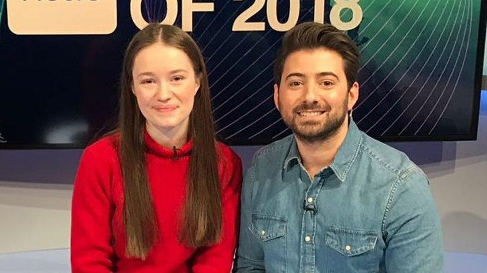 Sigrid and Ricky in Newsround studio