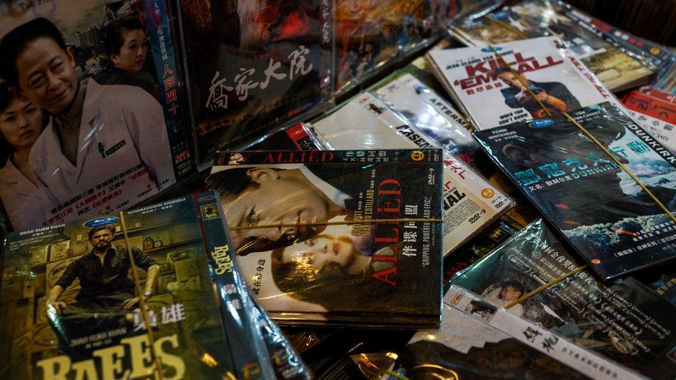 Fake DVDs on sale in China