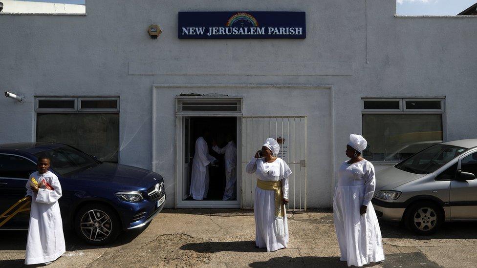 Worshippers at the New Jerusalem Parish, a celestial Christian church in London