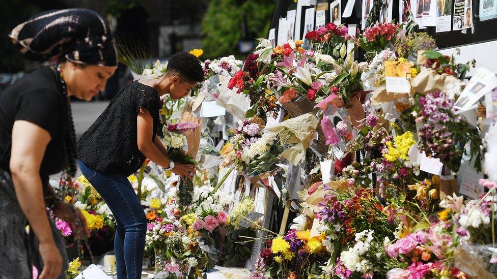 Floral tributes at Grenfell