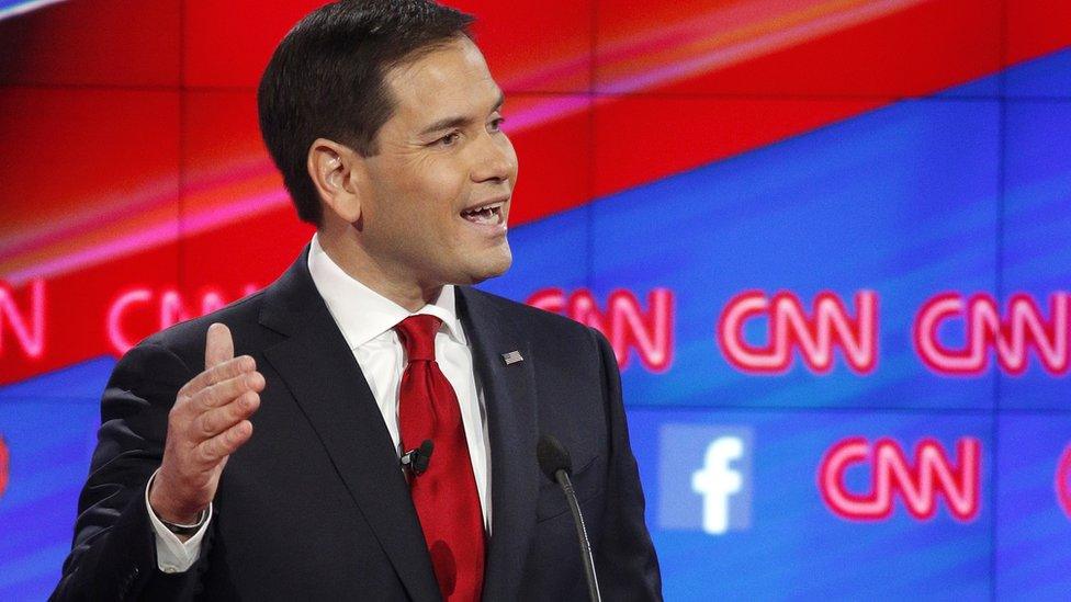 Marco Rubio makes a point during the CNN Republican presidential debate at the Venetian Hotel ^ Casino on Tuesday, Dec. 15, 2015, in Las Vegas.