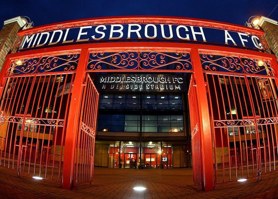 The old gates from Ayresome Park were moved to the main entrance of the Riverside