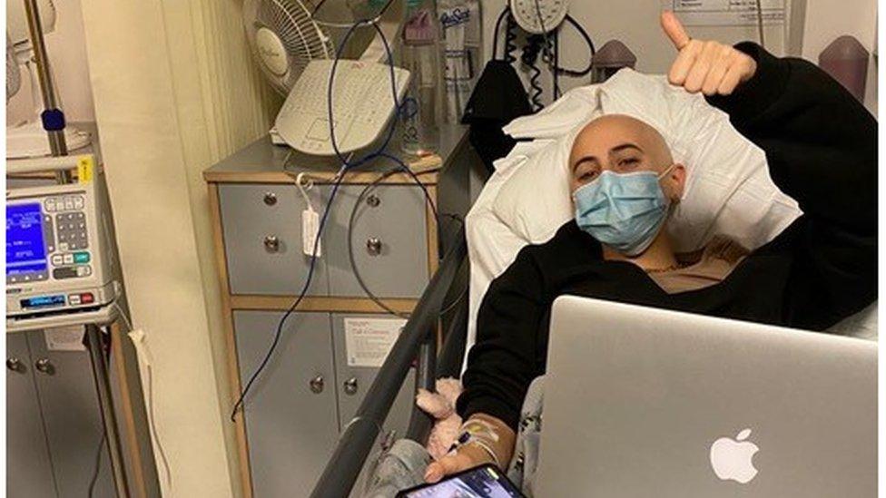 Eliss Moss in hospital receiving chemotherapy