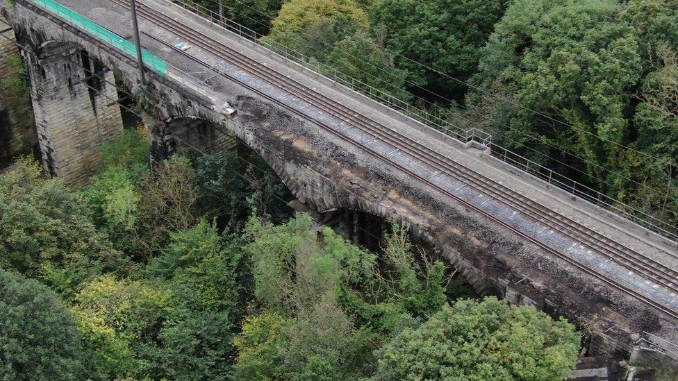 The damaged viaduct