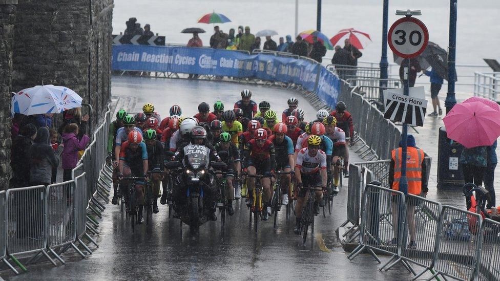 Cyclist in the Aberystwyth leg of the Pearl Izumi UK Tour Series