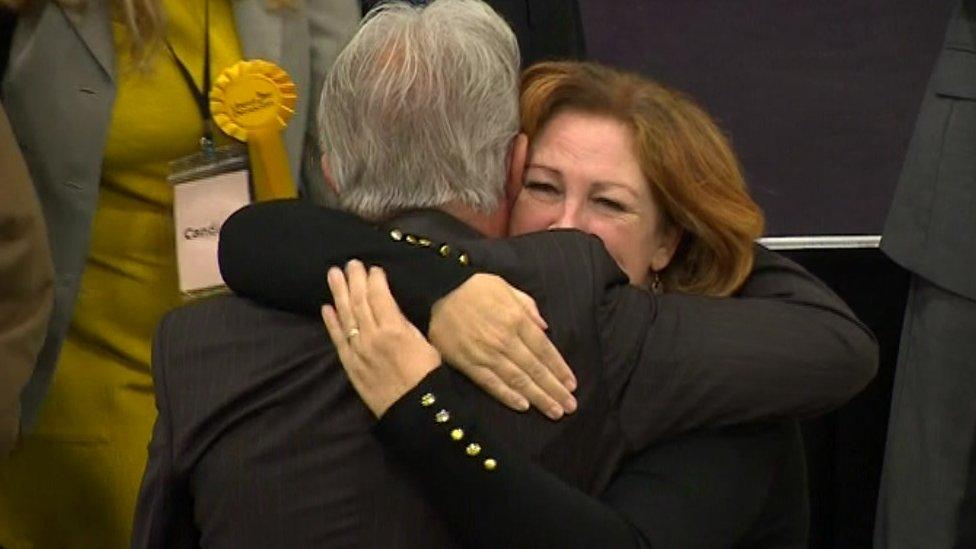 Lib Dem councillors hugging