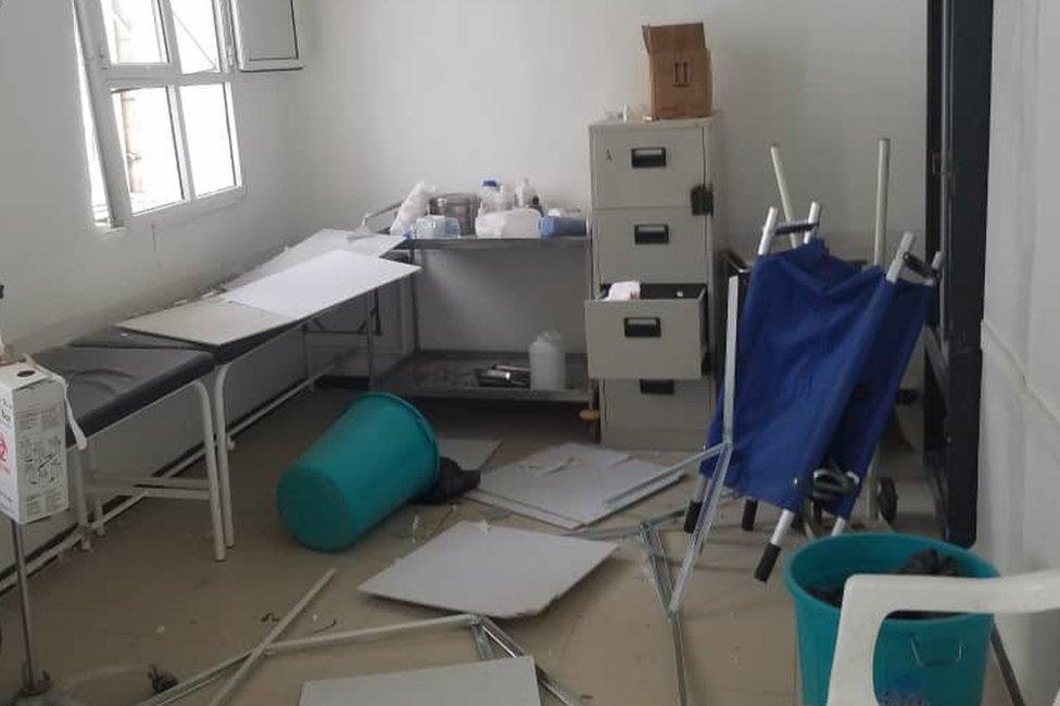 Aftermath of air strike that damaged Kitaf rural hospital in north-western Yemen (26 March 2019)