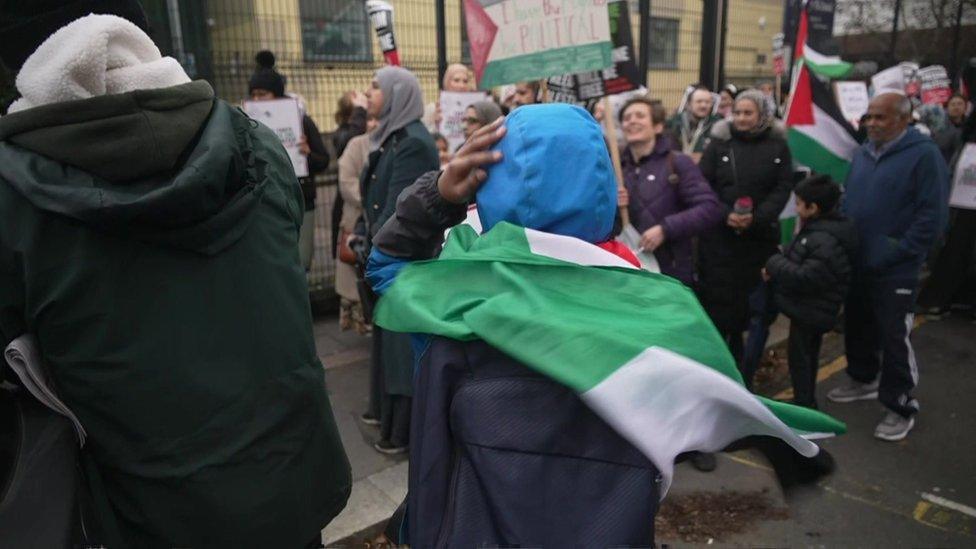 Protest held outside Barclay Primary School on Thursday