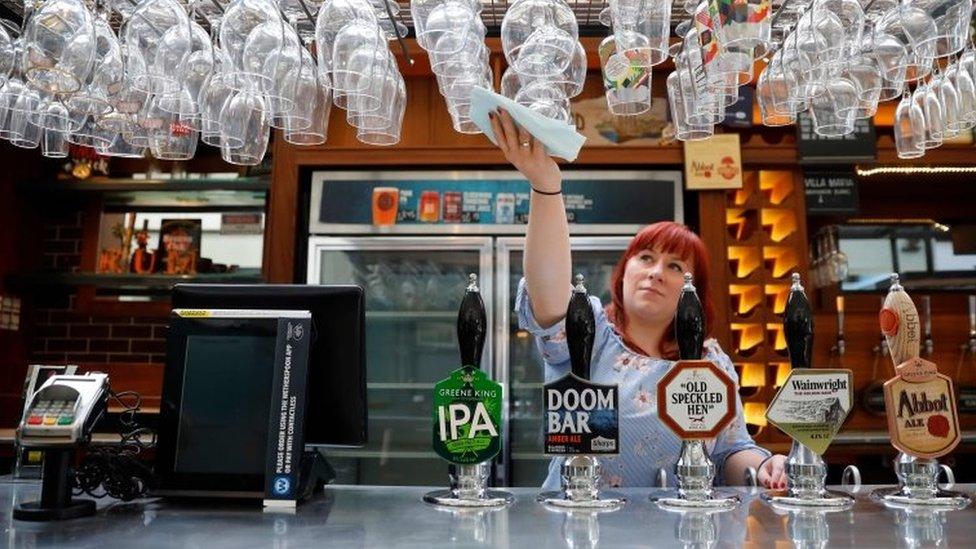 A pub prepares to reopen in London