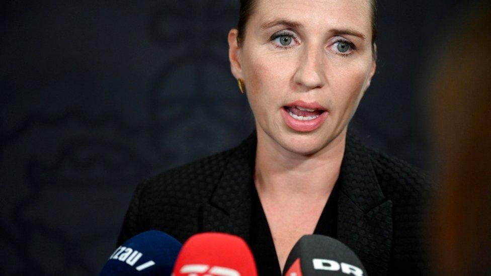 Danish Prime Minister Mette Frederiksen speaking at a press conference after the explosions last week