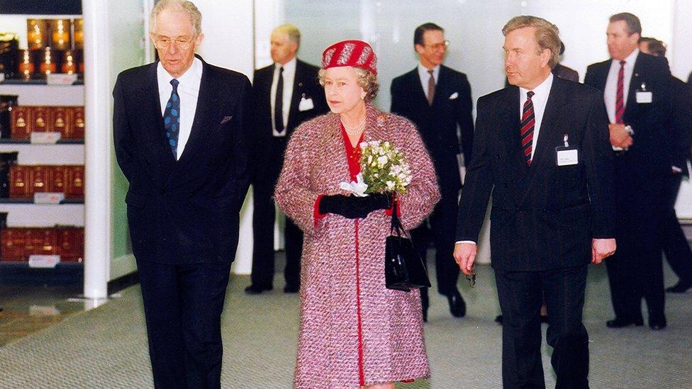 Queen Elizabeth II at Stansted Airport in 1991