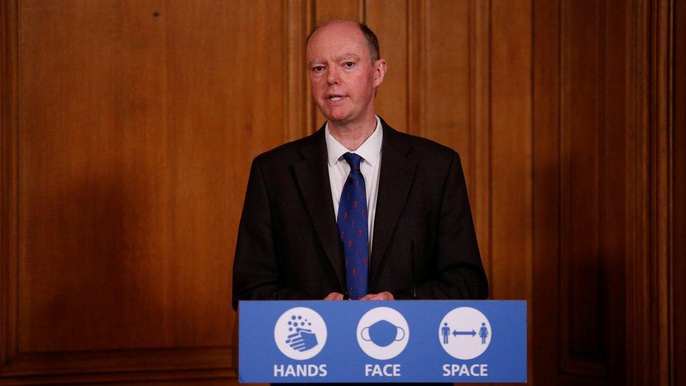 Britain"s Chief Medical Officer Professor Chris Whitty speaks during a news conference on the ongoing situation with the coronavirus disease (COVID-19), at Downing Street