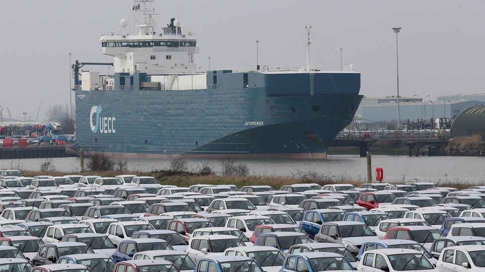 Line of new cars in Grimsby