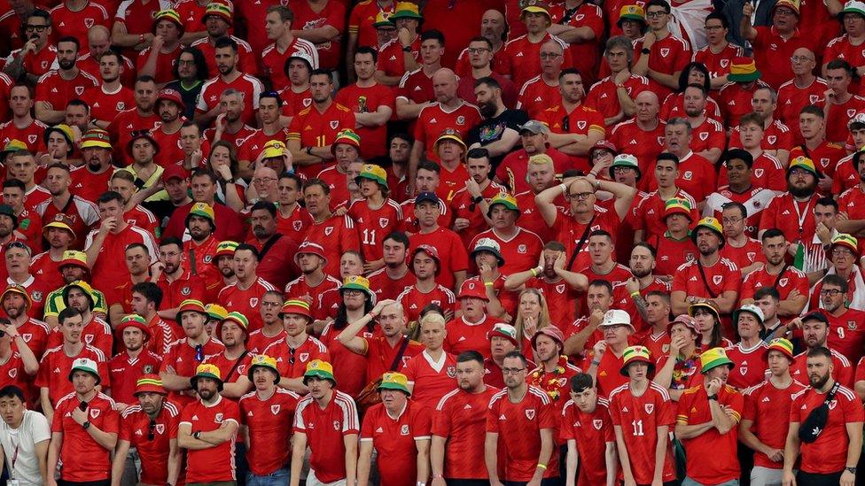 Wales fans at the FIFA World Cup Qatar 2022 Group B United States v Wales