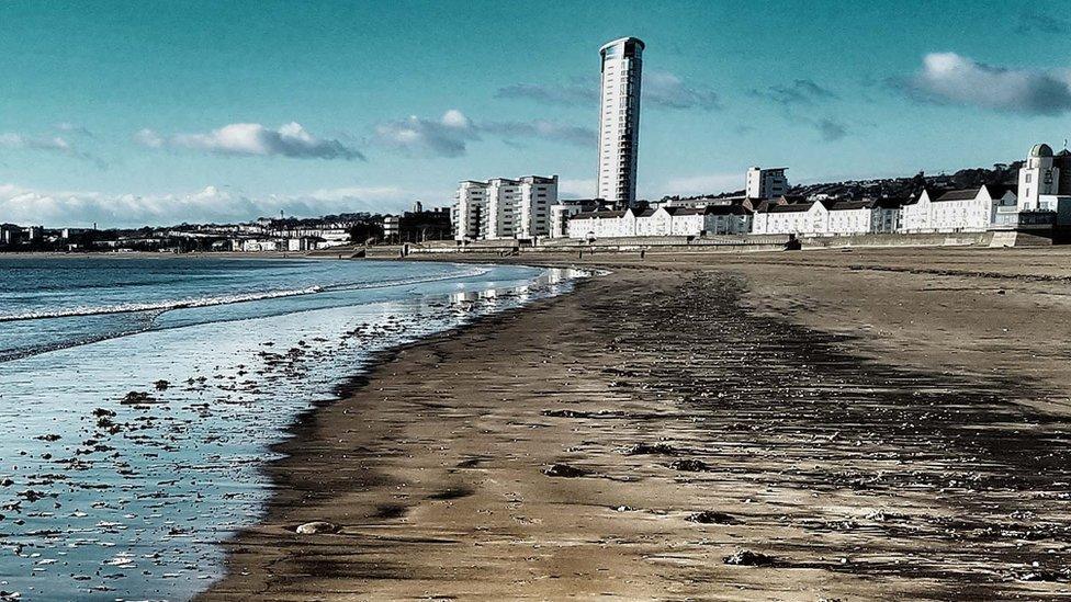 Meridian Tower, taken from Swansea Bay