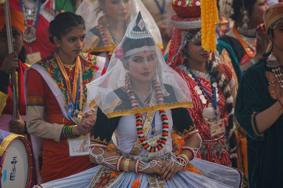 Dancers perform during the Republic Day parade in New Delhi, India, January 26, 2024